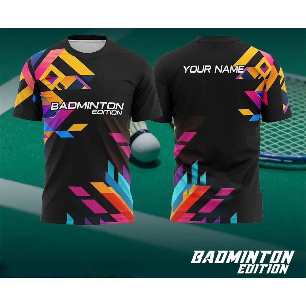 남성 배드민턴 의류 그라데이션 3D 프린트 배드민턴 티 - Badminton Wallpaper 리뷰 및 가격